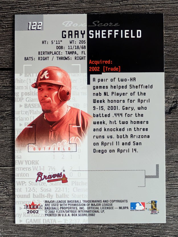 2002 Fleer Box Score #122 Gary Sheffield