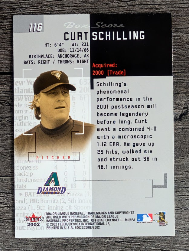 2002 Fleer Box Score #116 Curt Schilling