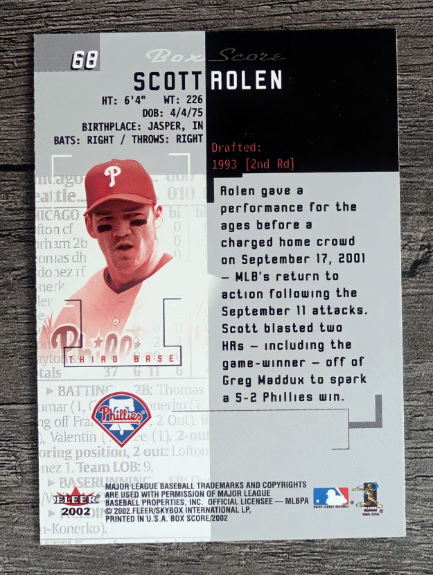 2002 Fleer Box Score #68 Scott Rolen