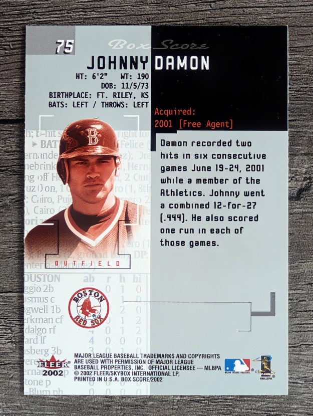 2002 Fleer Box Score #75 Johnny Damon Sox