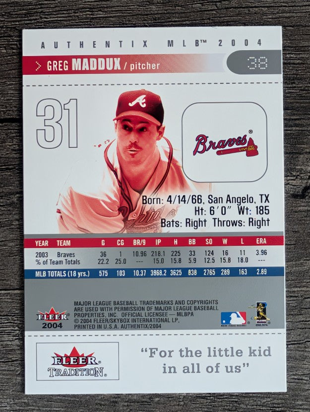 2004 Fleer Authentix #38 Greg Maddux