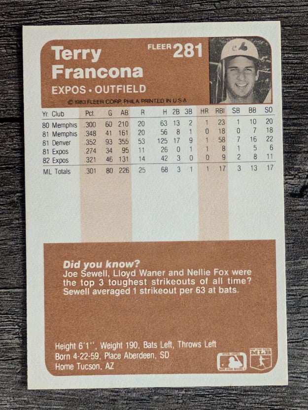 1983 Fleer #281 Terry Francona