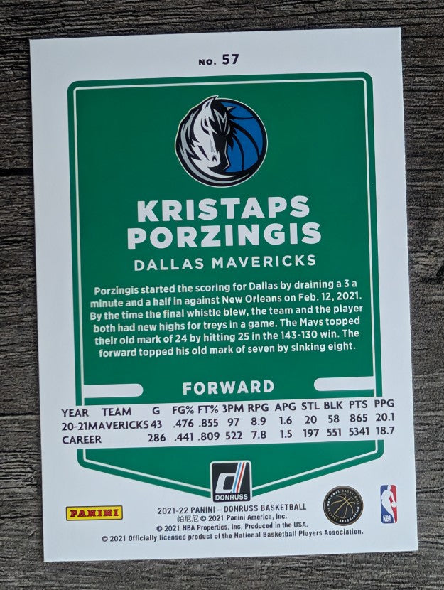 2021-22 Donruss #57 Kristaps Porzingis