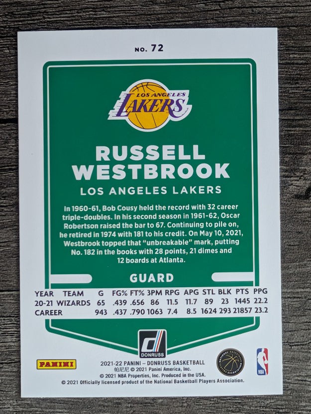2021-22 Donruss #72 Russell Westbrook