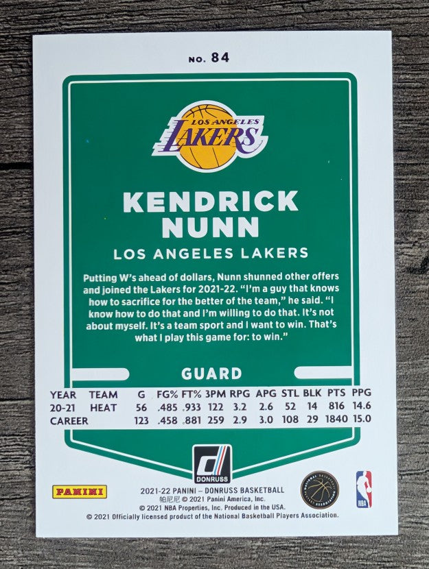 2021-22 Donruss #84 Kendrick Nunn