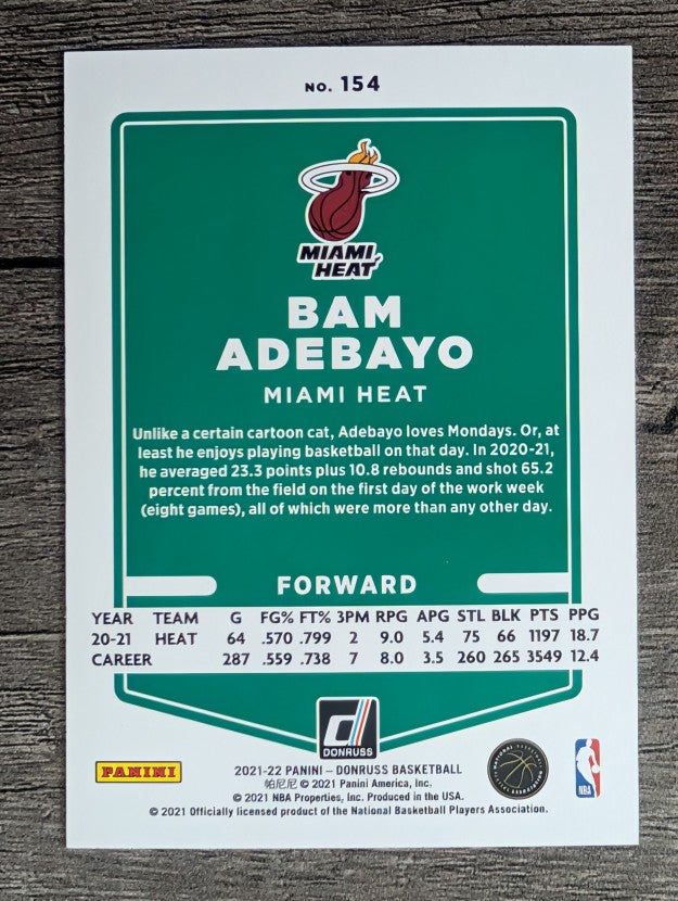2021-22 Donruss #154 Bam Adebayo