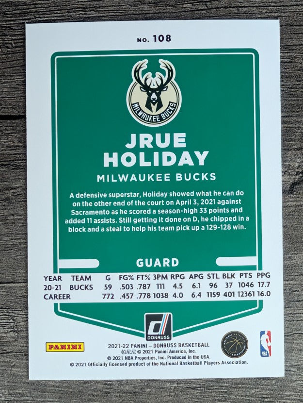 2021-22 Donruss #108 Jrue Holiday