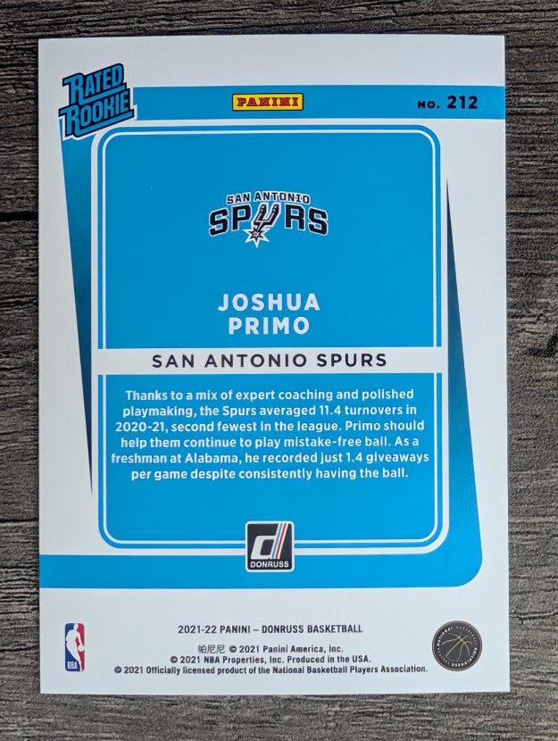 2021-22 Donruss #212 Joshua Primo RR RC