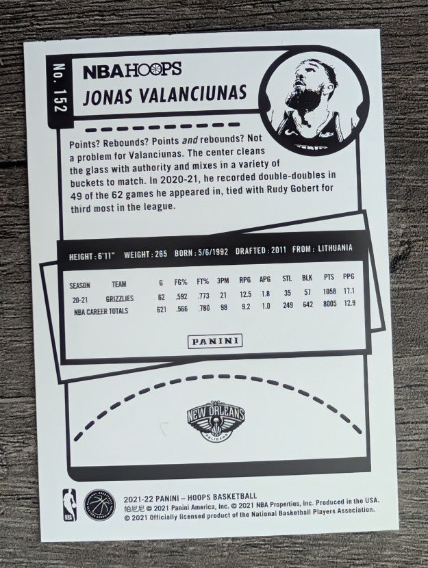 2021-22 Hoops #152 Jonas Valanciunas