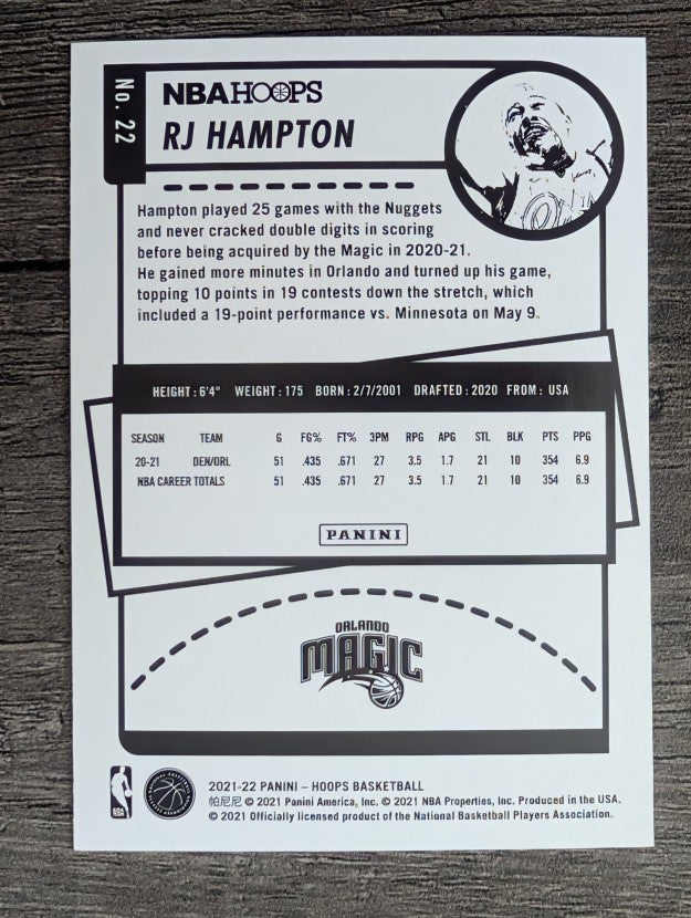 2021-22 Hoops #22 RJ Hampton