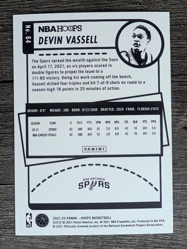 2021-22 Hoops #64 Devin Vassell