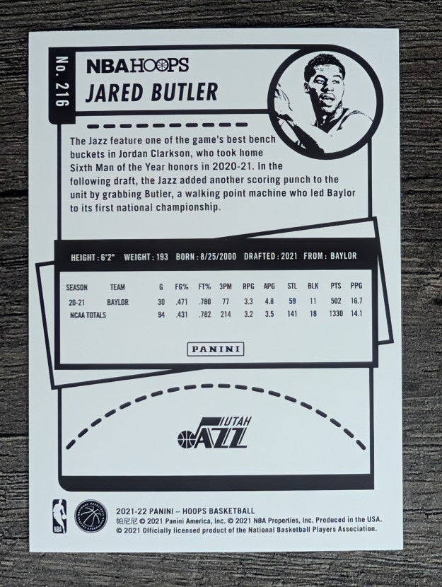 2021-22 Hoops #216 Jared Butler RC