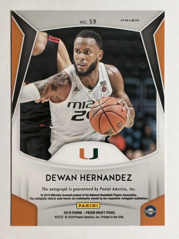 2019-20 Panini Prizm Draft Picks Autographs Prizms #59 Dewan Hernandez