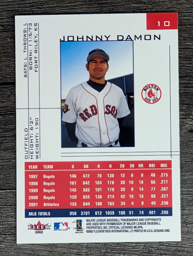 2002 Fleer Genuine #10 Johnny Damon Sox