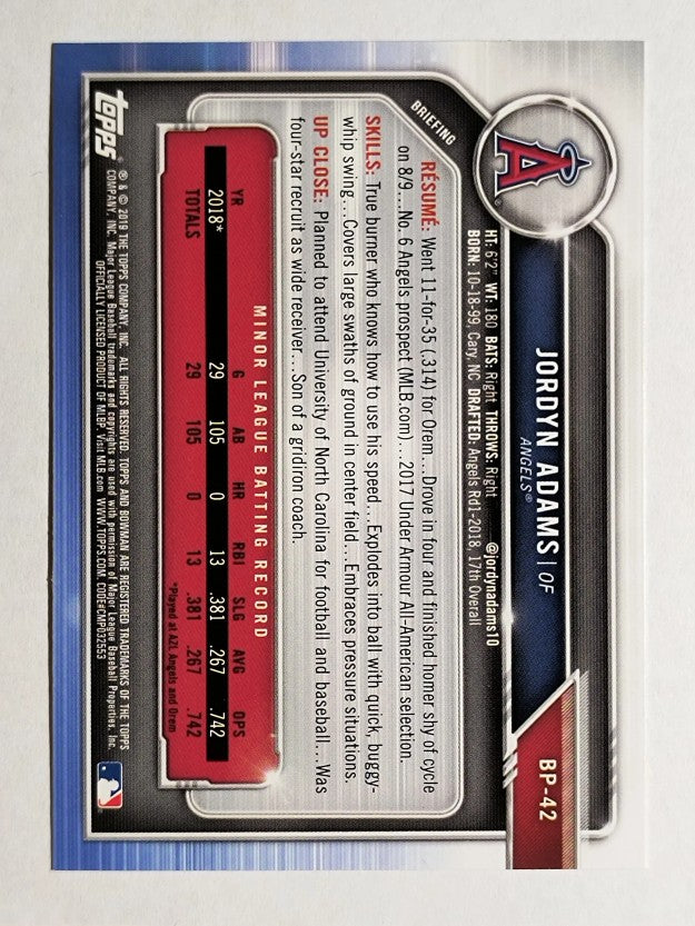 2019 Bowman Prospects #BP42 Jordyn Adams