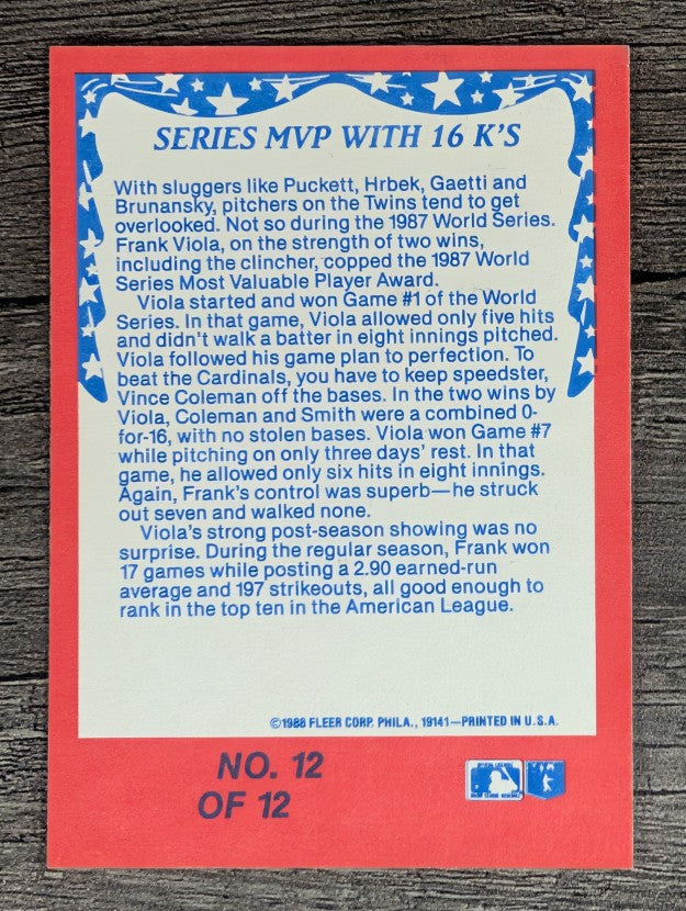 1988 Fleer World Series #12 Frank Viola