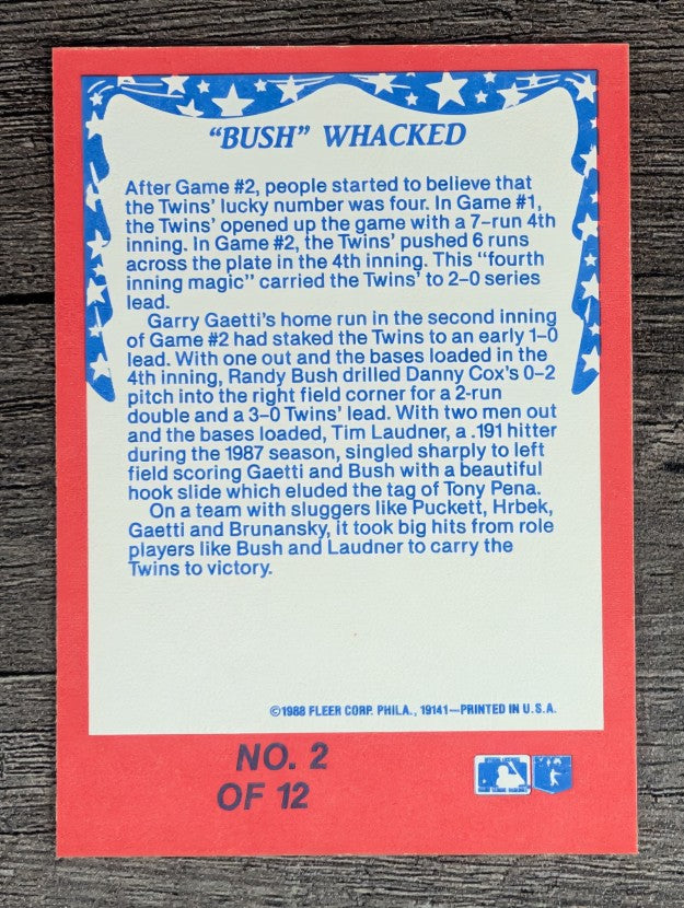 1988 Fleer World Series #2 Randy Bush