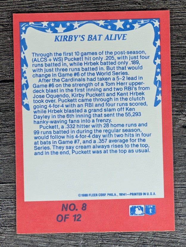 1988 Fleer World Series #8 Kirby Puckett