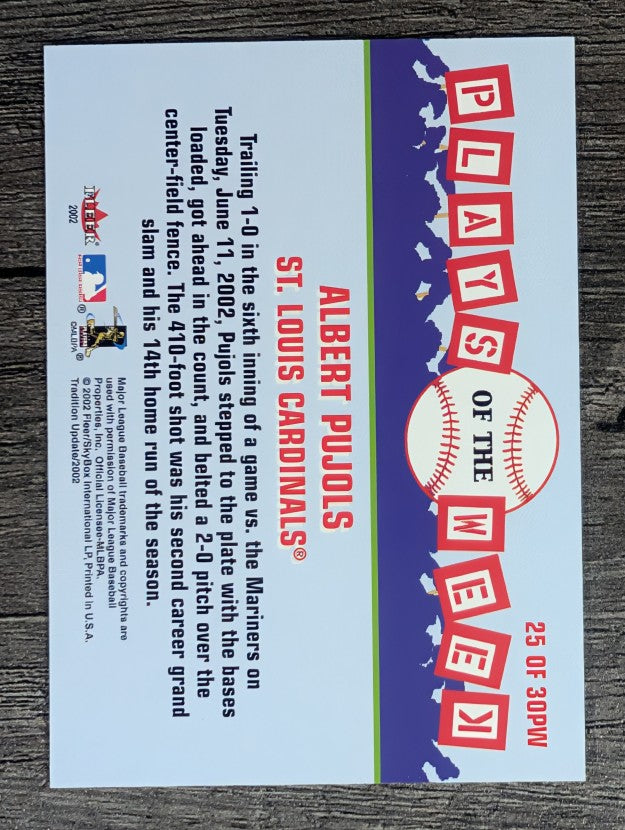 2002 Fleer Tradition Update Plays of the Week #25 Albert Pujols
