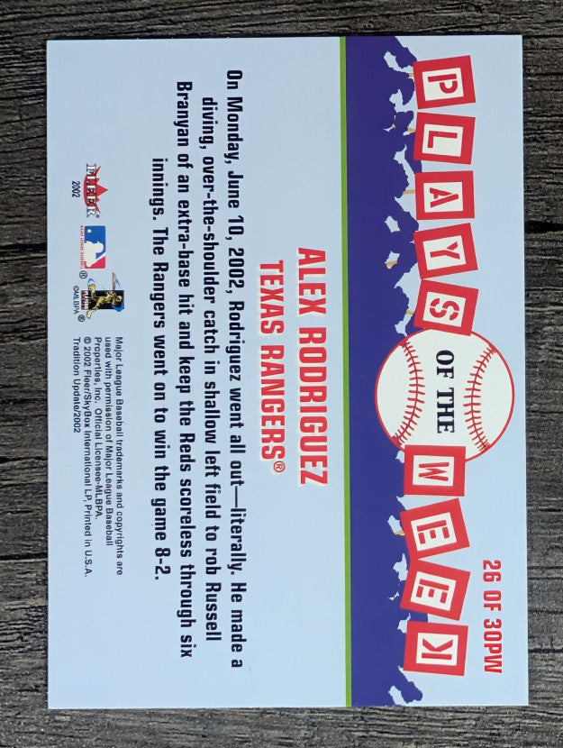 2002 Fleer Tradition Update Plays of the Week #26 Alex Rodriguez