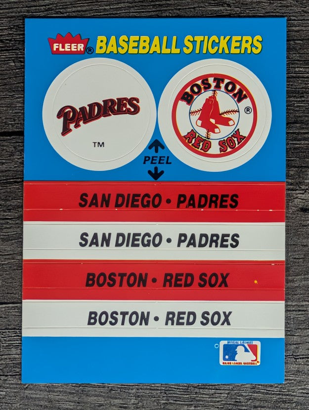1987 Fleer Team Stickers #42 San Diego Padres/Boston Red Sox