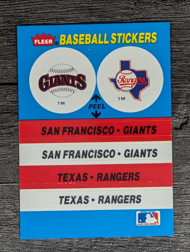 1987 Fleer Team Stickers #45 San Francisco Giants/Texas Rangers