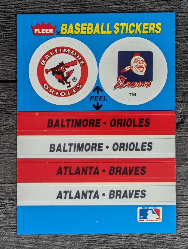 1987 Fleer Team Stickers #3 Baltimore Orioles/Atlanta Braves