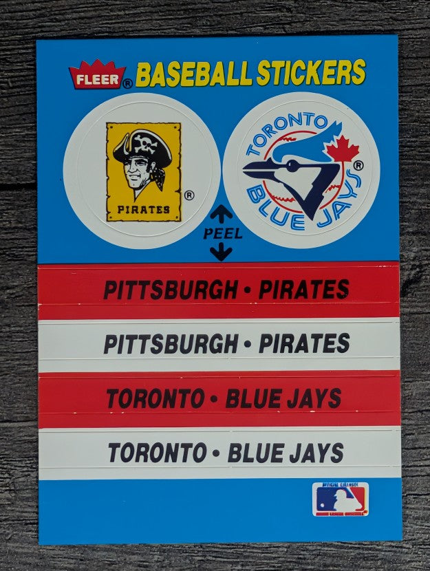 1987 Fleer Team Stickers #41 Pittsburgh Pirates/Toronto Blue Jays
