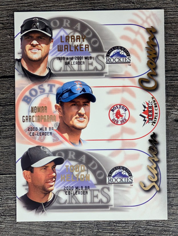 2002 Fleer Triple Crown Season Crowns Larry Walker/Nomar Garciaparra/Todd Helton