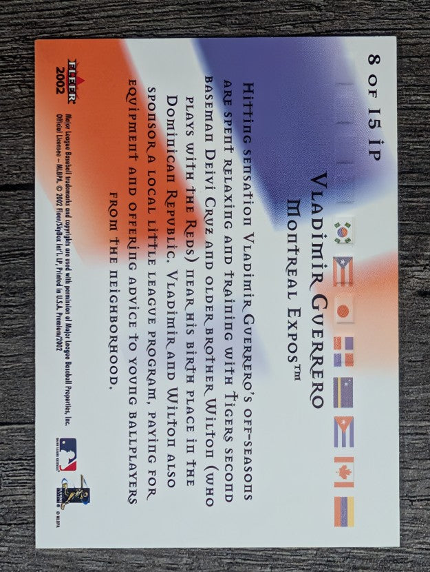2002 Fleer Premium International Pride #8 Vladimir Guerrero
