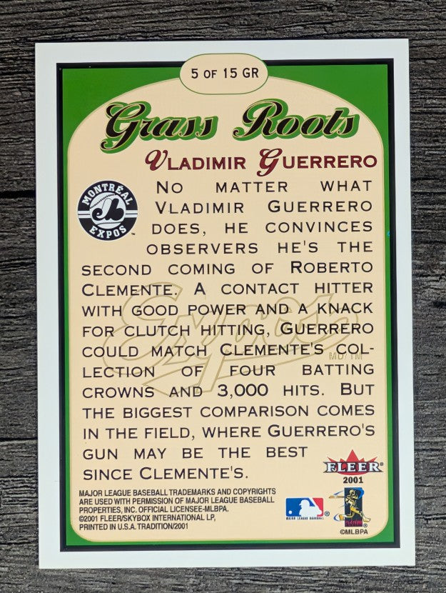2001 Fleer Tradition Grass Roots #GR5 Vladimir Guerrero