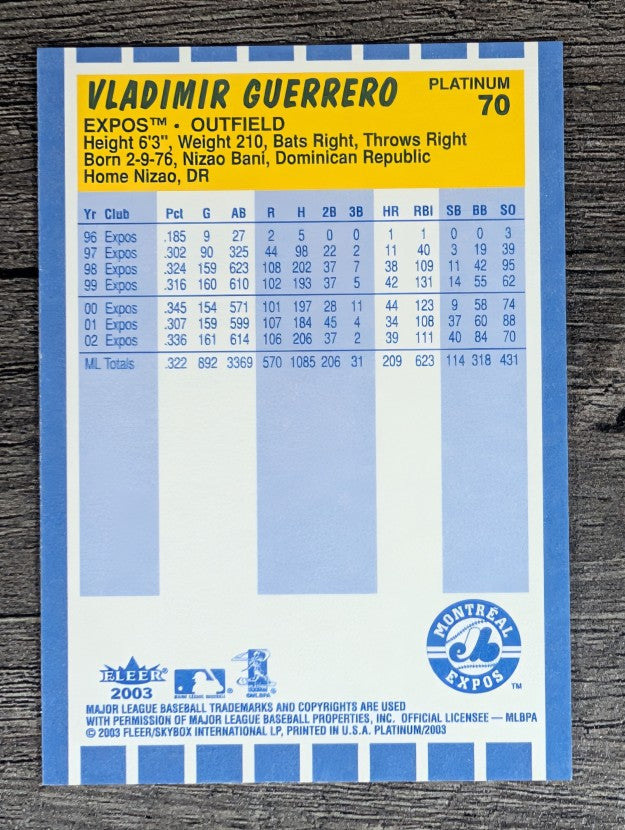 2003 Fleer Platinum #70 Vladimir Guerrero