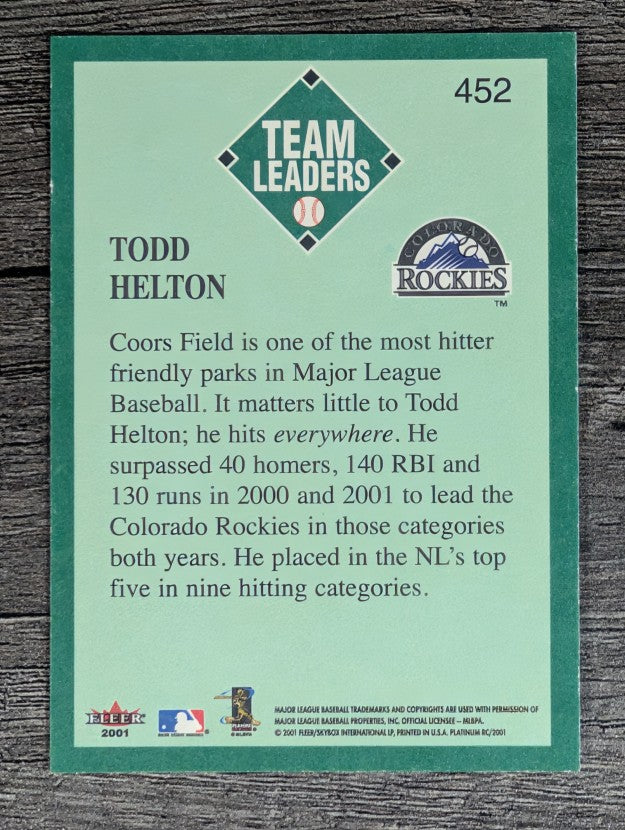 2001 Fleer Platinum #452 Todd Helton TL