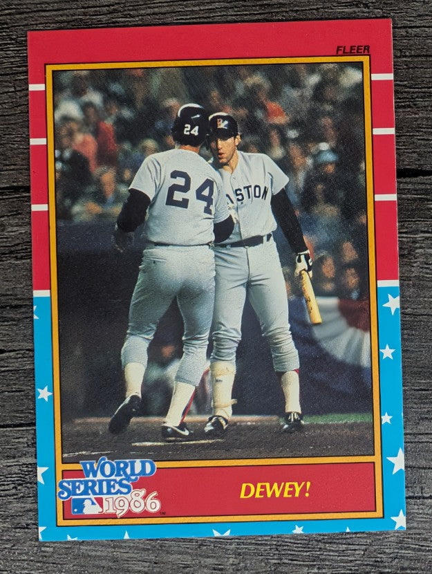 1987 Fleer World Series #9 Dwight Evans/Congratulated by Rich Gedman