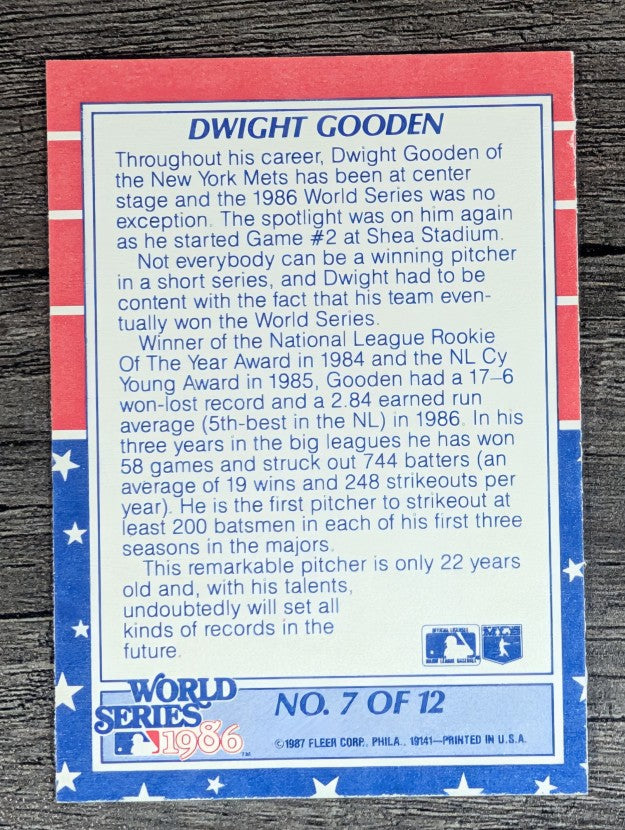 1987 Fleer World Series #7 Dwight Gooden