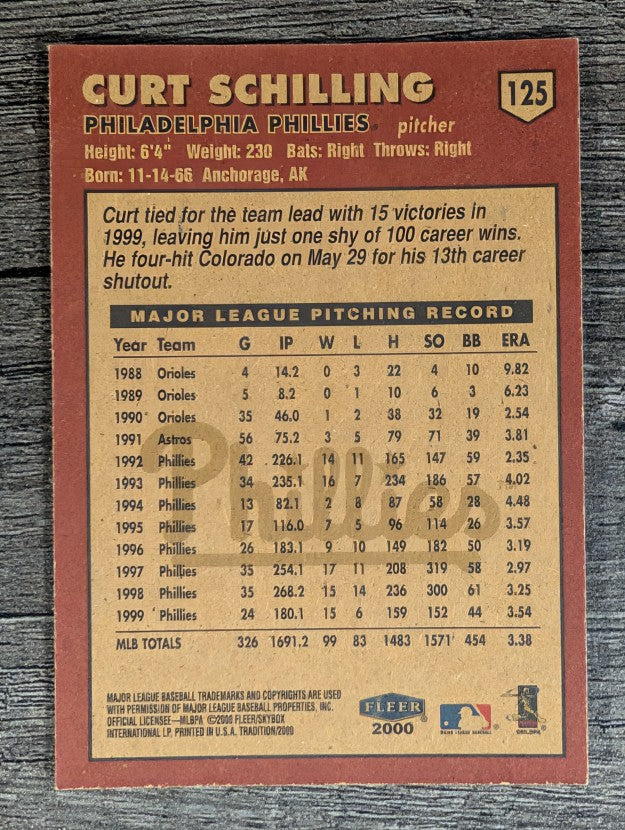 2000 Fleer Tradition #125 Curt Schilling