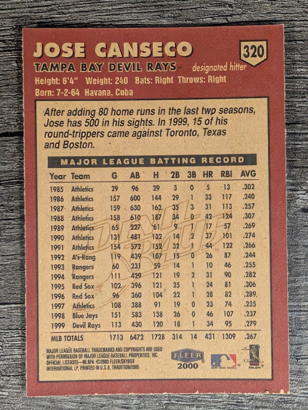 2000 Fleer Tradition #320 Jose Canseco