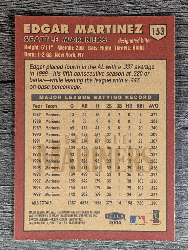2000 Fleer Tradition #153 Edgar Martinez