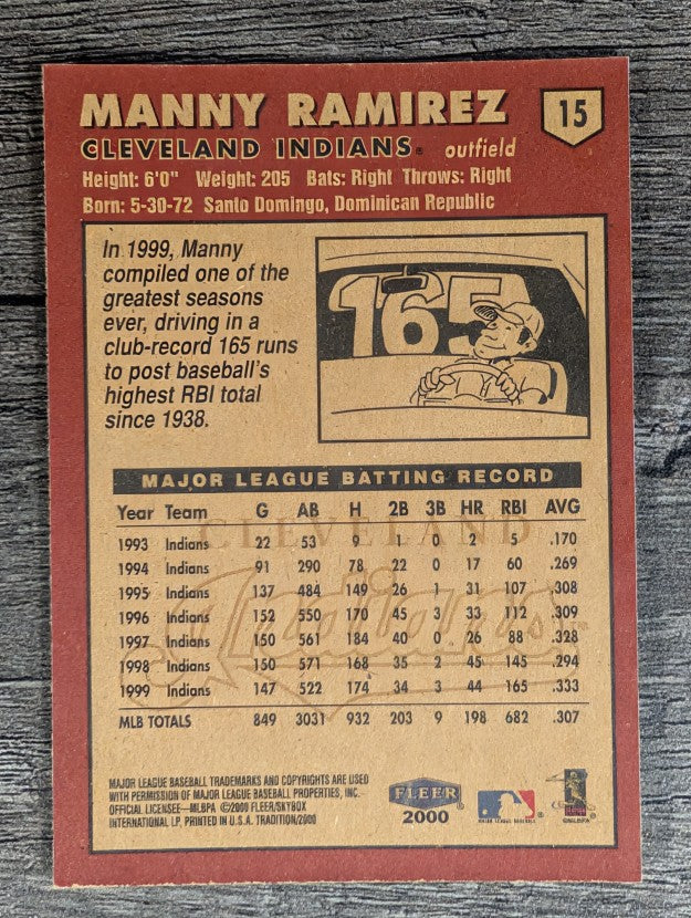 2000 Fleer Tradition #15 Manny Ramirez
