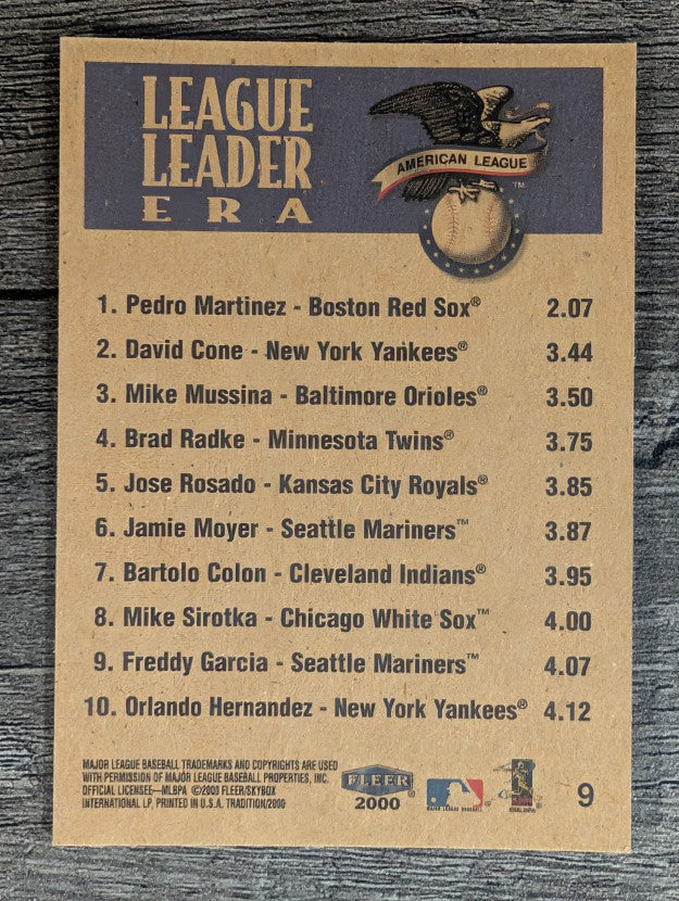 2000 Fleer Tradition #9 AL ERA LL