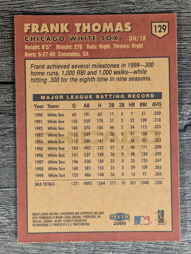2000 Fleer Tradition #129 Frank Thomas