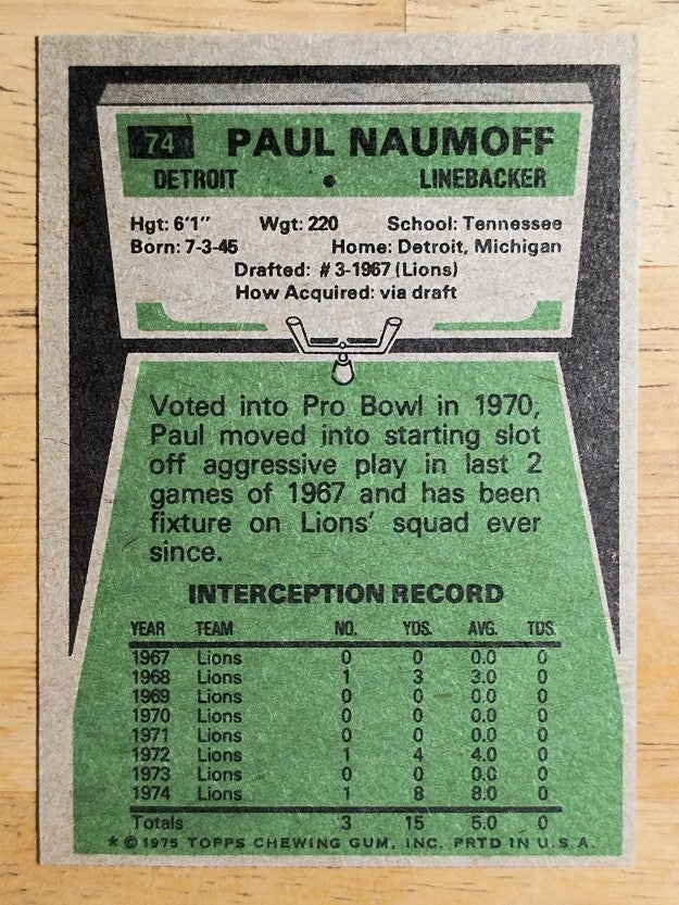 1975 Topps #74 Paul Naumoff (NM)