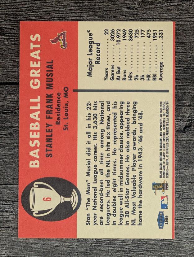 1999 Fleer Tradition Vintage '61 #6 Stan Musial