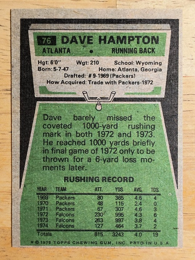 1975 Topps #76 Dave Hampton (EXMT)