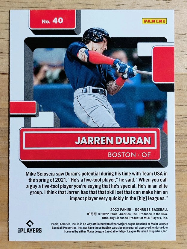 2022 Donruss #40 Jarren Duran RR RC