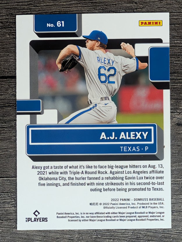 2022 Donruss #61 A.J. Alexy RR RC