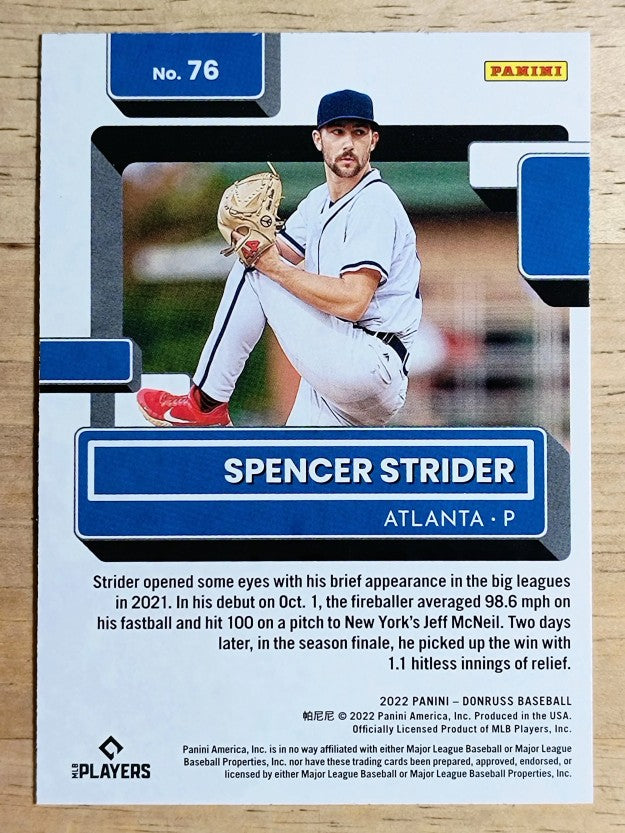 2022 Donruss #76 Spencer Strider RR RC