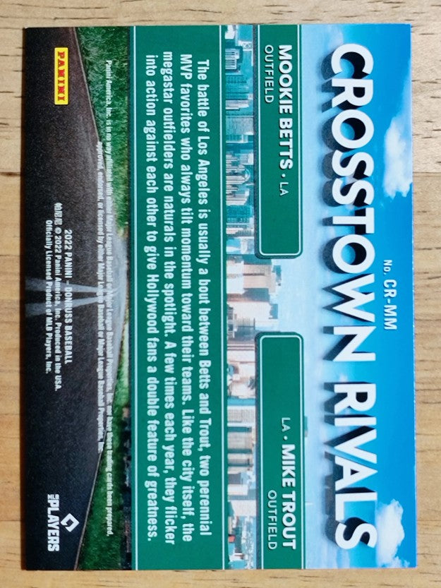 2022 Donruss Crosstown Rivals #1 Mike Trout/Mookie Betts