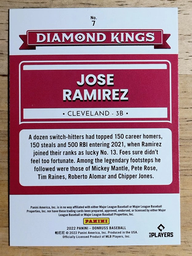 2022 Donruss Holo Blue #7 Jose Ramirez DK