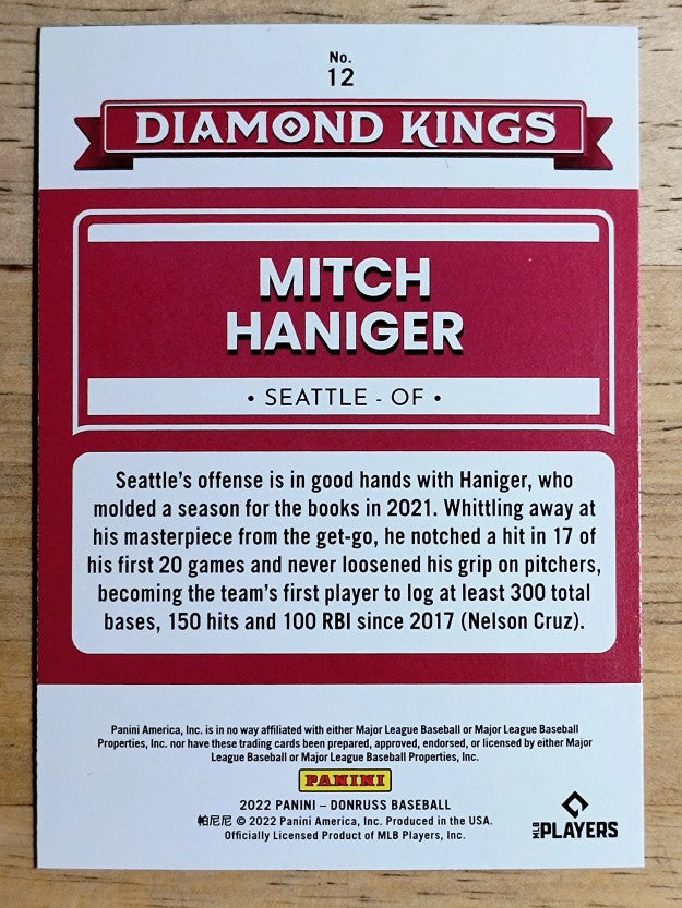2022 Donruss Holo Blue #12 Mitch Haniger DK